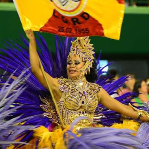 1º Porta Bandeira -Embaixada Copa Lord, no ano de 2014, na Avenida do Samba de Florianópolis. Vestida por mim (Fernanda ), ano no qual conquistamos o 2º lugar.