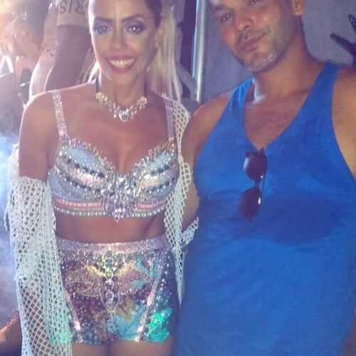 Eu e minha amiga DJ ANNE LOUISE, vestida por mim, na FESTA THE BOX, 2018.